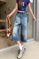 American High Street Hip Hop Fashion Brand Loose Cropped Jeans - Women's Retro Washed Dark Blue All-Matching Straight Wide Leg Pirate Shorts