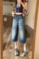 American High Street Hip Hop Fashion Brand Loose Cropped Jeans - Women's Retro Washed Dark Blue All-Matching Straight Wide Leg Pirate Shorts