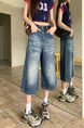 American High Street Hip Hop Fashion Brand Loose Cropped Jeans - Women's Retro Washed Dark Blue All-Matching Straight Wide Leg Pirate Shorts