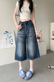 American High Street Hip Hop Fashion Brand Loose Cropped Jeans - Women's Retro Washed Dark Blue All-Matching Straight Wide Leg Pirate Shorts