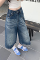 American High Street Hip Hop Fashion Brand Loose Cropped Jeans - Women's Retro Washed Dark Blue All-Matching Straight Wide Leg Pirate Shorts