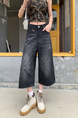American High Street Hip Hop Fashion Brand Loose Cropped Jeans - Women's Retro Washed Black All-Matching Straight Wide Leg Pirate Shorts