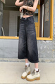 American High Street Hip Hop Fashion Brand Loose Cropped Jeans - Women's Retro Washed Black All-Matching Straight Wide Leg Pirate Shorts