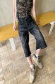 American High Street Hip Hop Fashion Brand Loose Cropped Jeans - Women's Retro Washed Black All-Matching Straight Wide Leg Pirate Shorts