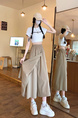 Real Shot Yamamoto Wrinkle Workwear Culottes - Women's Summer Pantskirt Small Pants 2025 Japanese Wide Leg Pants Casual Pants in BEIGE