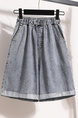 Real Shot of Large Size Loose Shorts - Slim Fit High Waist Jeans, Wide Leg Pants, Washed Hem Jeans in LIGHT WASH DENIM