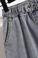Real Shot of Large Size Loose Shorts - Slim Fit High Waist Jeans, Wide Leg Pants, Washed Hem Jeans in LIGHT WASH DENIM