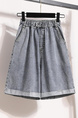 Real Shot of Large Size Loose Shorts - Slim Fit High Waist Jeans, Wide Leg Pants, Washed Hem Jeans in LIGHT WASH DENIM