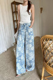 cm European Goods Vintage Rose Printed Wide Leg Jeans in LIGHT BLUE - 25 Summer Thin High Waist Drawstring Loose Straight Mopping Pants