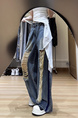 Retro Washed Loose Hole Jeans for Women in LIGHT BLUE - 2025 Summer Thin Design Sense Straight Wide Leg Mop Trousers Tide