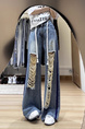Retro Washed Loose Hole Jeans for Women in LIGHT BLUE - 2025 Summer Thin Design Sense Straight Wide Leg Mop Trousers Tide