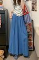 Real Shot Cost-Effective Cotton and Linen Temperament Dopamine Wide-Leg Pants for Women in LIGHT BLUE - Summer Slimming Loose Big Hem Pleated Pantskirt