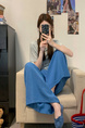Real Shot Cost-Effective Cotton and Linen Temperament Dopamine Wide-Leg Pants for Women in LIGHT BLUE - Summer Slimming Loose Big Hem Pleated Pantskirt