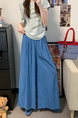 Real Shot Cost-Effective Cotton and Linen Temperament Dopamine Wide-Leg Pants for Women in LIGHT BLUE - Summer Slimming Loose Big Hem Pleated Pantskirt