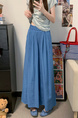 Real Shot Cost-Effective Cotton and Linen Temperament Dopamine Wide-Leg Pants for Women in LIGHT BLUE - Summer Slimming Loose Big Hem Pleated Pantskirt