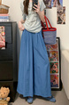Real Shot Cost-Effective Cotton and Linen Temperament Dopamine Wide-Leg Pants for Women in LIGHT BLUE - Summer Slimming Loose Big Hem Pleated Pantskirt