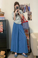 Real Shot Cost-Effective Cotton and Linen Temperament Dopamine Wide-Leg Pants for Women in LIGHT BLUE - Summer Slimming Loose Big Hem Pleated Pantskirt