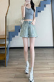 Starry Hot Diamond Denim Shorts for Women in LIGHT BLUE - 2025 Summer High Waist Slim Design Oil Paint Curling Wide Leg Hot Pants