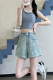Starry Hot Diamond Denim Shorts for Women in LIGHT BLUE - 2025 Summer High Waist Slim Design Oil Paint Curling Wide Leg Hot Pants