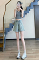 Starry Hot Diamond Denim Shorts for Women in LIGHT BLUE - 2025 Summer High Waist Slim Design Oil Paint Curling Wide Leg Hot Pants
