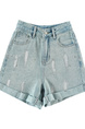 Starry Hot Diamond Denim Shorts for Women in LIGHT BLUE - 2025 Summer High Waist Slim Design Oil Paint Curling Wide Leg Hot Pants