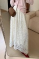 Huali New Chinese Style Lace Skirt in WHITE - 2025 Spring Women's Clothing High Waist Temperament Solid Color Waist Long Skirt