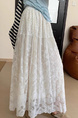 Huali New Chinese Style Lace Skirt in WHITE - 2025 Spring Women's Clothing High Waist Temperament Solid Color Waist Long Skirt