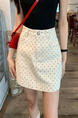 White Polka Dot Denim Skirt in CREAM Color Women's Summer 2025 New Design Sense High Waist A-Line Hot Girl Short Hip Skirt