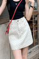 White Polka Dot Denim Skirt in CREAM Color Women's Summer 2025 New Design Sense High Waist A-Line Hot Girl Short Hip Skirt