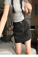 Black Polka Dot Denim Skirt Women's Summer 2025 New Design Sense High Waist A-Line Hot Girl Short Hip Skirt