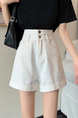 White Summer New Korean Style Ins Large-Sized Denim Shorts Women's High Waist Slimming Loose-Fitting Curl Versatile A-Line Wide Leg