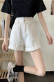White Summer New Korean Style Ins Large-Sized Denim Shorts Women's High Waist Slimming Loose-Fitting Curl Versatile A-Line Wide Leg