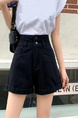 Black Summer New Korean Style Ins Large-Sized Denim Shorts Women's High Waist Slimming Loose-Fitting Curl Versatile A-Line Wide Leg