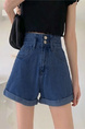 Blue Summer New Korean Style Ins Large-Sized Denim Shorts Women's High Waist Slimming Loose-Fitting Curl Versatile A-Line Wide Leg