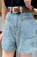 Light Blue High Waist Denim Shorts Women's 2025 Summer Thin Plump Girls Slim Looking Belly Covering Summer Small A-Line Wide-Leg Hot Pants