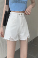 White High-Waist Design Sense Denim Shorts Women's A-Line Ripped Loose Burrs Wide Leg Slimming Small Hot Pants Fashion