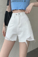 White High-Waist Design Sense Denim Shorts Women's A-Line Ripped Loose Burrs Wide Leg Slimming Small Hot Pants Fashion
