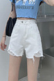 White High-Waist Design Sense Denim Shorts Women's A-Line Ripped Loose Burrs Wide Leg Slimming Small Hot Pants Fashion