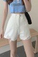 White High-Waist Design Sense Denim Shorts Women's A-Line Ripped Loose Burrs Wide Leg Slimming Small Hot Pants Fashion