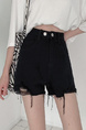 Black High-Waist Design Sense Denim Shorts Women's A-Line Ripped Loose Burrs Wide Leg Slimming Small Hot Pants Fashion
