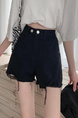 Black High-Waist Design Sense Denim Shorts Women's A-Line Ripped Loose Burrs Wide Leg Slimming Small Hot Pants Fashion