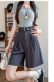 Gray High-Waist A-Line Slim Outer Wear Loose Shorts Women 2025 Spring and Summer