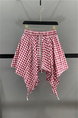 Red Gingham Flower Bud Short Skirt for Women - New Summer Style, High Waist, Slimming, Anti-Exposure, Pleated A-Line, Versatile Puffy Skirt