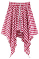 Red Gingham Flower Bud Short Skirt for Women - New Summer Style, High Waist, Slimming, Anti-Exposure, Pleated A-Line, Versatile Puffy Skirt