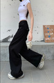 Black Wide-Leg Jeans for Women - High Waist Loose Straight Cargo Casual Pants