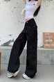 Black Wide-Leg Jeans for Women - High Waist Loose Straight Cargo Casual Pants