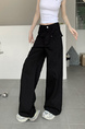 Black Wide-Leg Jeans for Women - High Waist Loose Straight Cargo Casual Pants