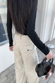 Beige Wide-Leg Jeans for Women - High Waist Loose Straight Cargo Casual Pants