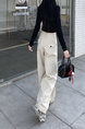 Beige Wide-Leg Jeans for Women - High Waist Loose Straight Cargo Casual Pants