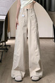 Beige Wide-Leg Jeans for Women - High Waist Loose Straight Cargo Casual Pants